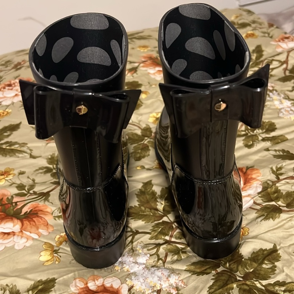 ♠️Kate Spade Rain-Bow Booties Rain Boots , Black - Picture 4 of 8